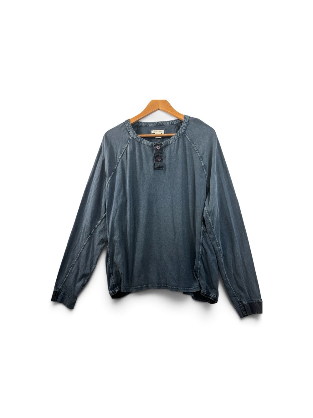 Carbon 2 Cobalt Shirt Mens Blue Henley Long Sleeve Shirt Size XLarge